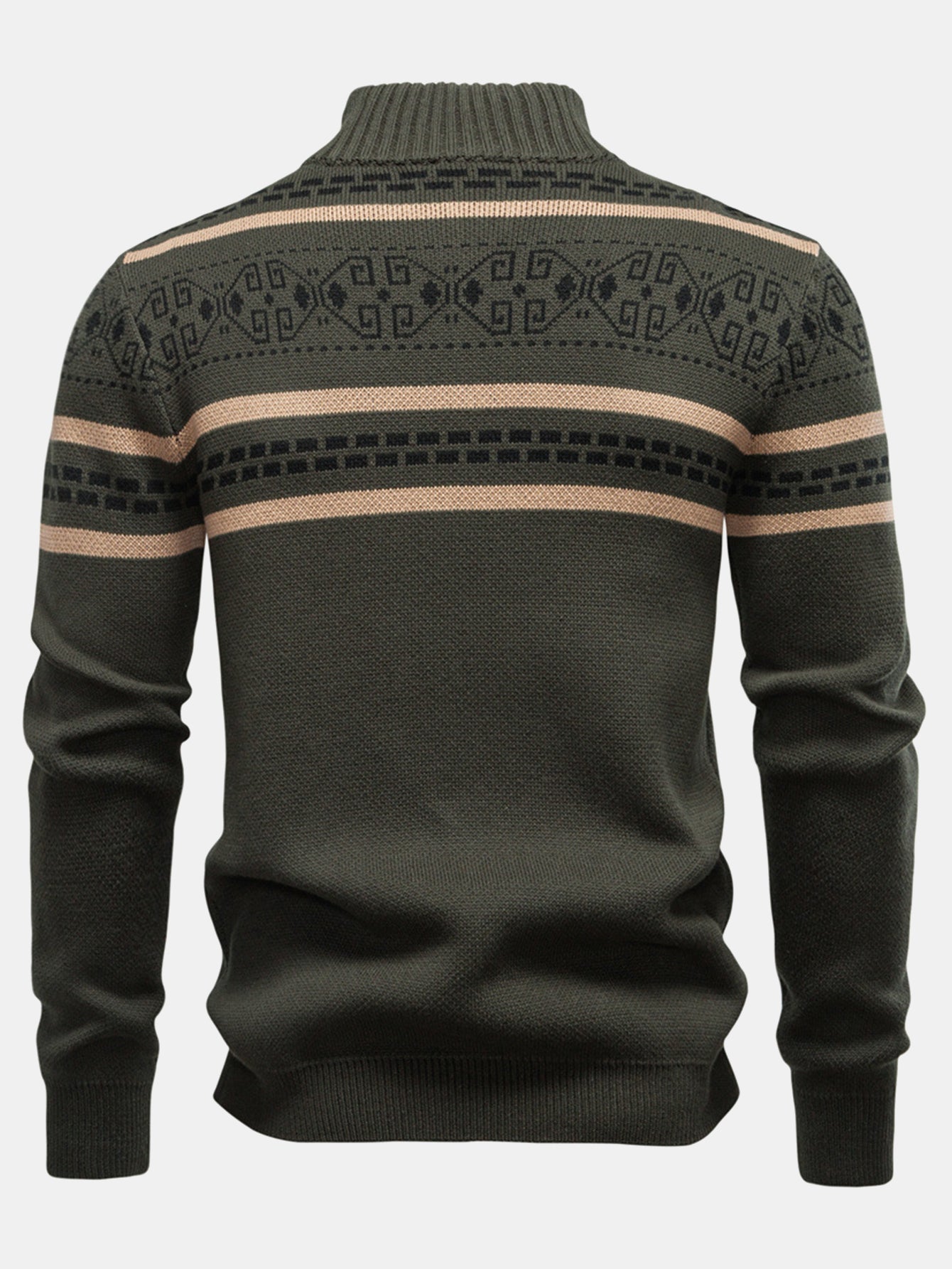 Ashford | Geometry Jacquard Zipper Stand Collar Sweater