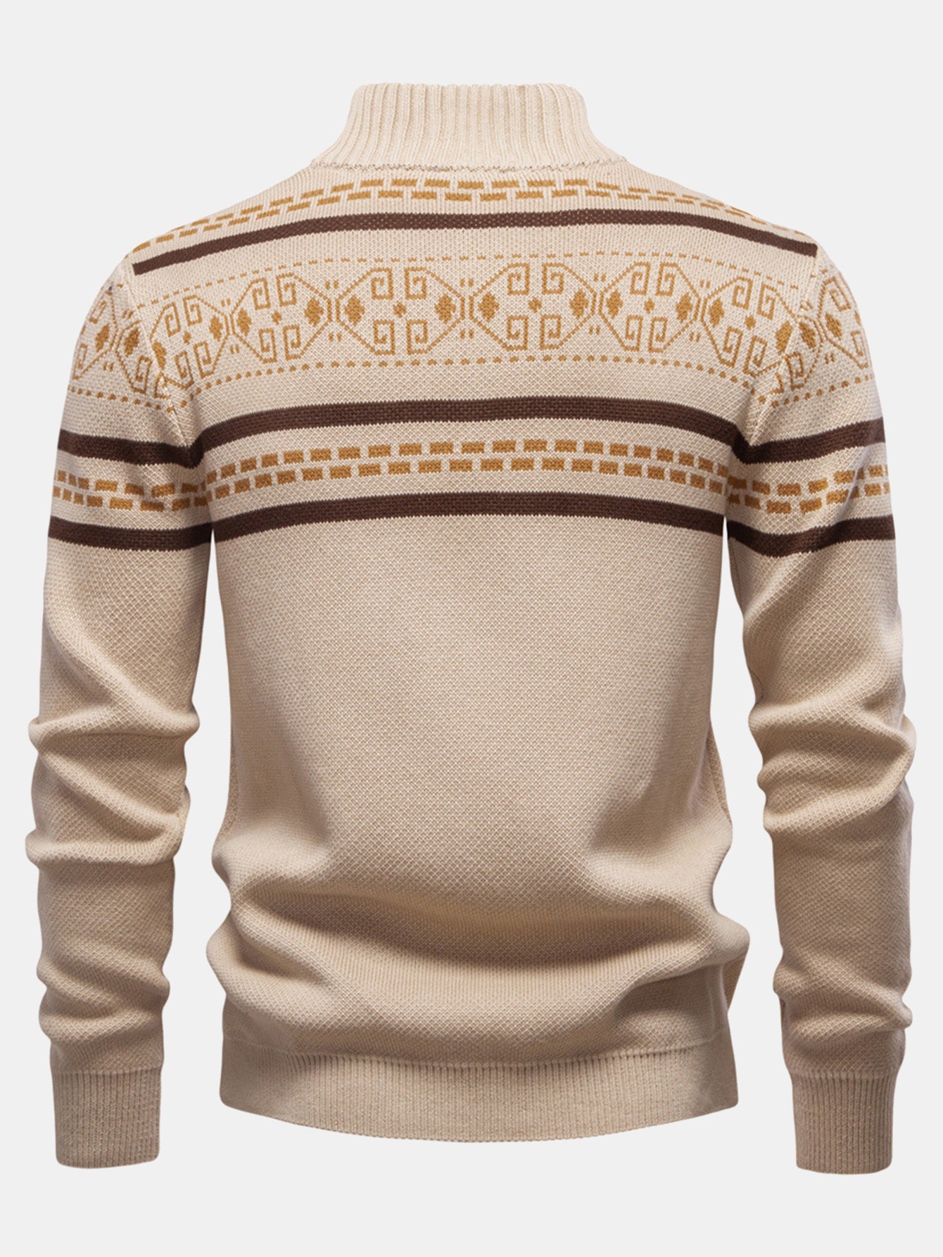 Ashford | Geometry Jacquard Zipper Stand Collar Sweater
