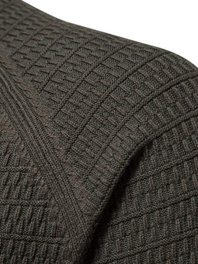 Ashford | Textured Stand Collar Button Up Sweater