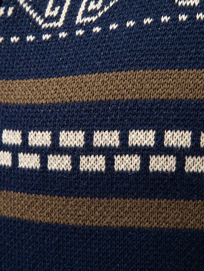 Ashford | Geometry Jacquard Zipper Stand Collar Sweater