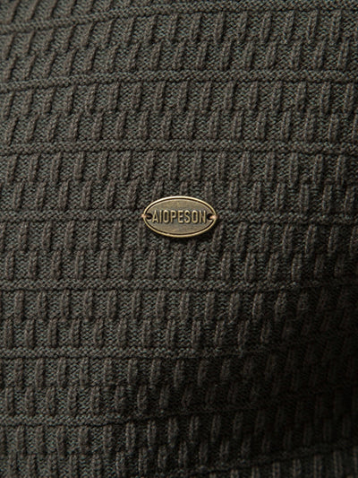 Ashford | Textured Stand Collar Button Up Sweater